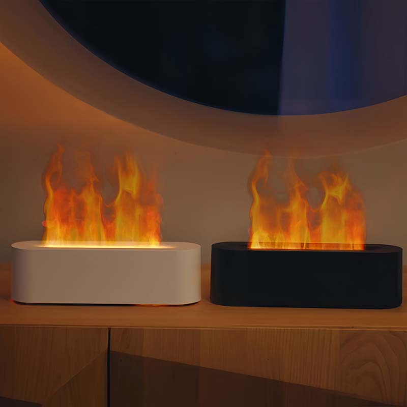 New Elegant Essential Oil Aromatherapy Portable 150ML Electric Flame Oil Diffuser Led Fire Oil Humidifier with Fire Light