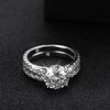 D VVS1 All Moissanite Row Rings Set For Women   CopperPlated 18K White Gold Diamond Ring Wedding Bands Fine Jewelry