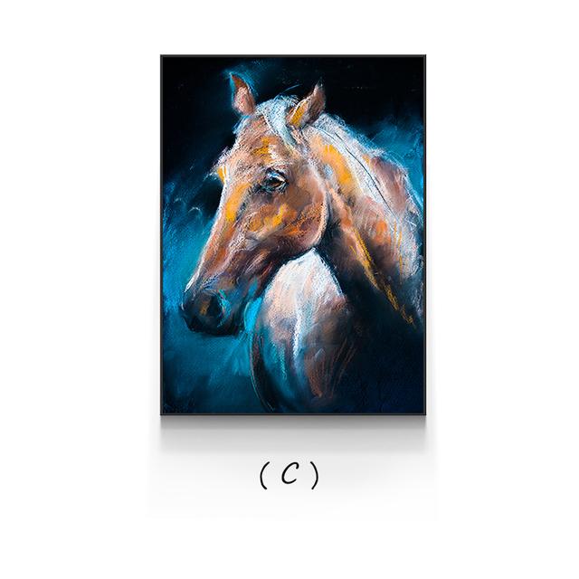 Abstract Colorful Chalk Drawing Horses Canvas Posters Print Modern Wall Art Pictures For Living Room Bedroom Aisle Studio Cafe
