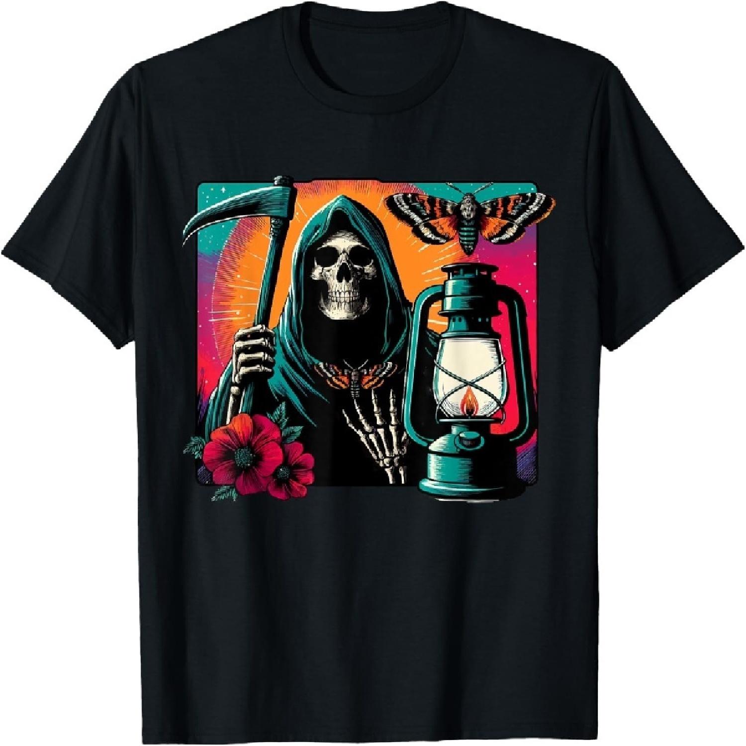 

Blackcraft Vintage Death the Grim Reaper Moth Tarot Card T-Shirt S