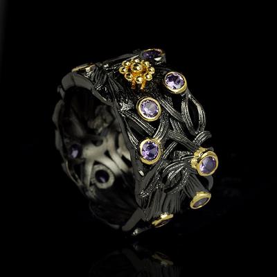 Europäischer und N Heißer Schwarzgoldplattierter Ring Mode Retro Naher Osten Ring Fabrik