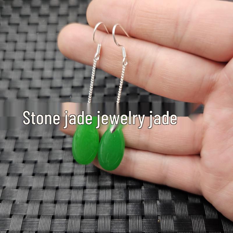 Emerald Green Jade Water Drop Earrings – Spinach Green Pendant Women s Accessories