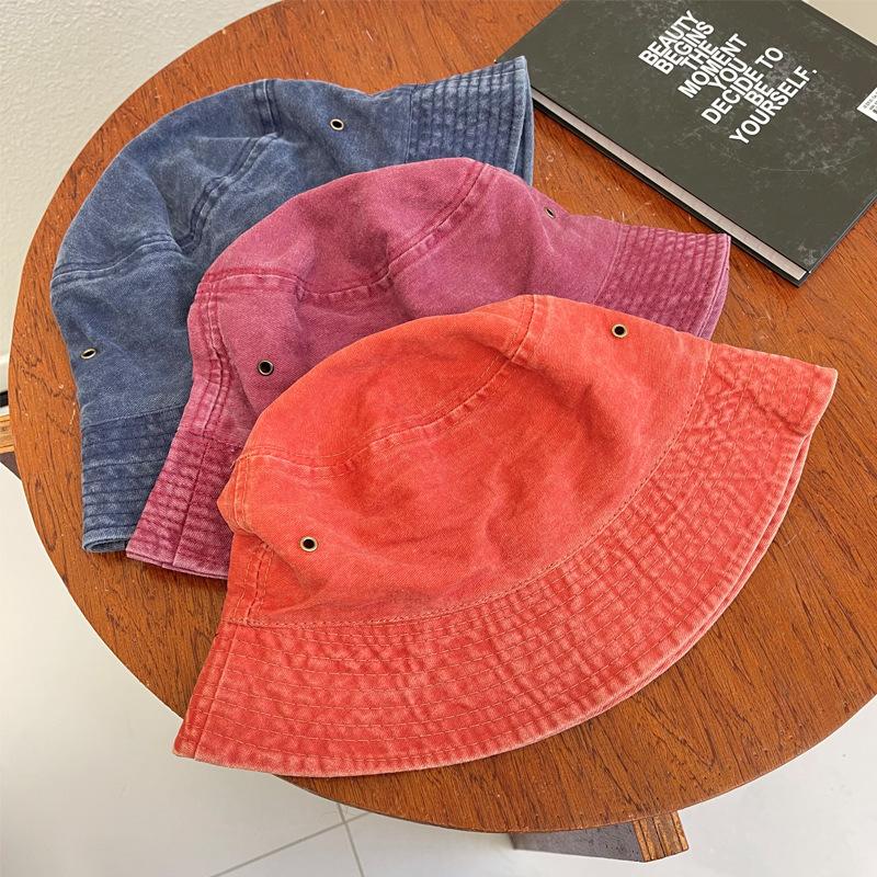 Retro Harbour Style Washed Cowboy Fisherman Hat Fashion Breathable Solid Color