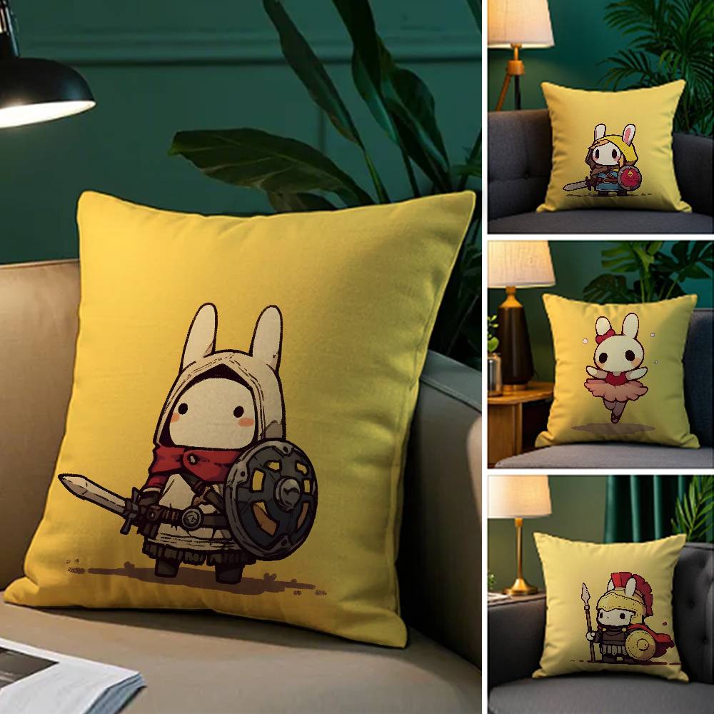 Cute Rabbit Dresses Pillow Case Comfort Sofa Bed Silky Elegant Invisible Zipper Decorative Cushion Cover