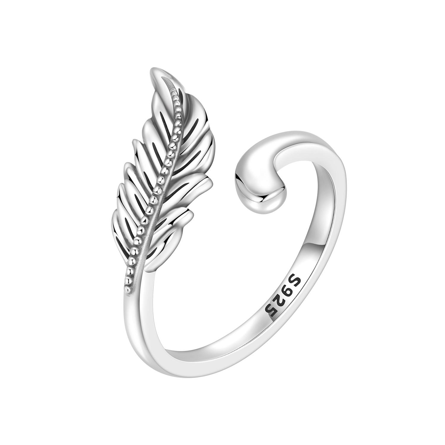 Orstarry Kupfer Glückssymbol Feder Öffnungsring Für Frauen Original Fingerring Schmuck Party Feine Trendige Geschenke white