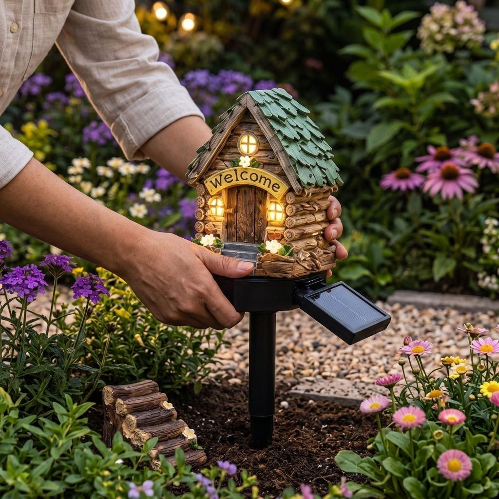 Resin House Stake Light, Lights for Garden Decoration