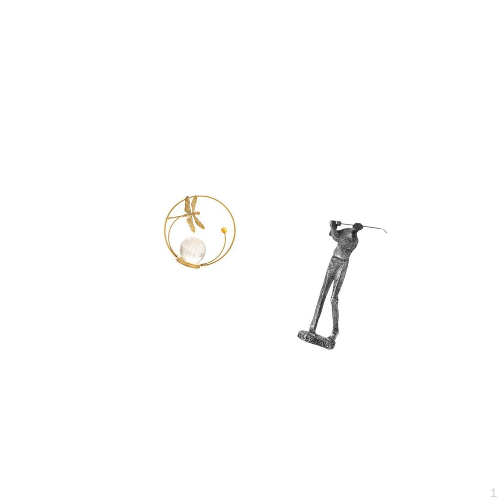 Crystal Ball Golfing Sculpture Metal Resin Figurine Desk Ornament Statue Stand Modern Golfer