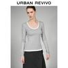 UR 2026 Women's Faux Two-Piece Slim-Fit Long Sleeve T-shirt
