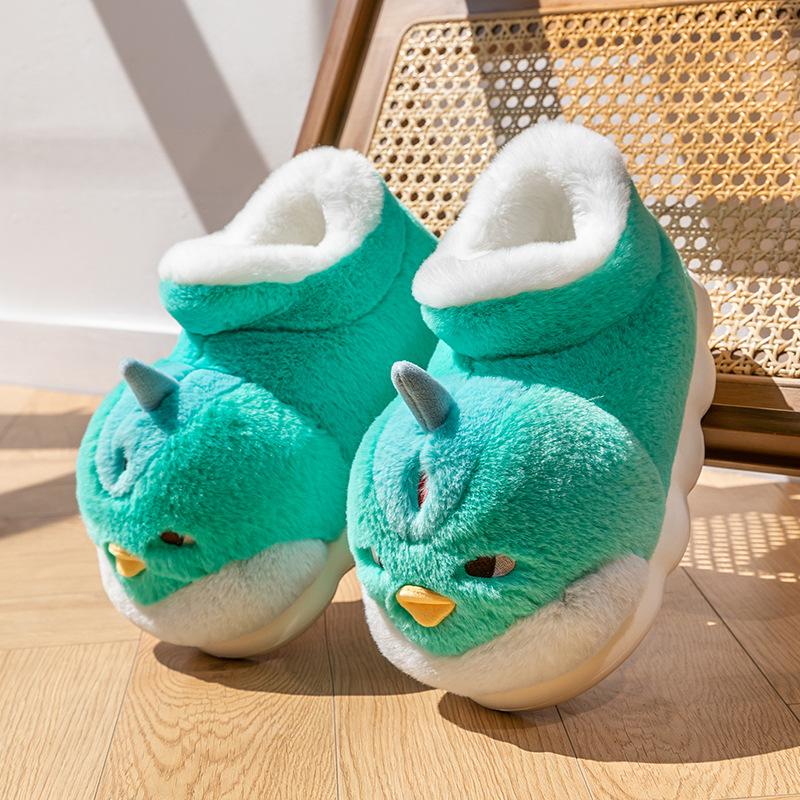 New Grumpy Side-Eye Chicken Slippers Women'S Winter High Top Plush Home Shoes Ladies Fuzzy Chick Ankle Boots Woman Funny Slipper