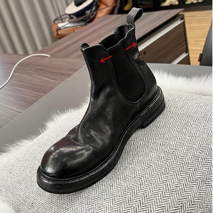 Studiolee Washed Horse Patch Pleated Coarse Heel Platform Cigarette Stretch Boots Chelsea Boots Women