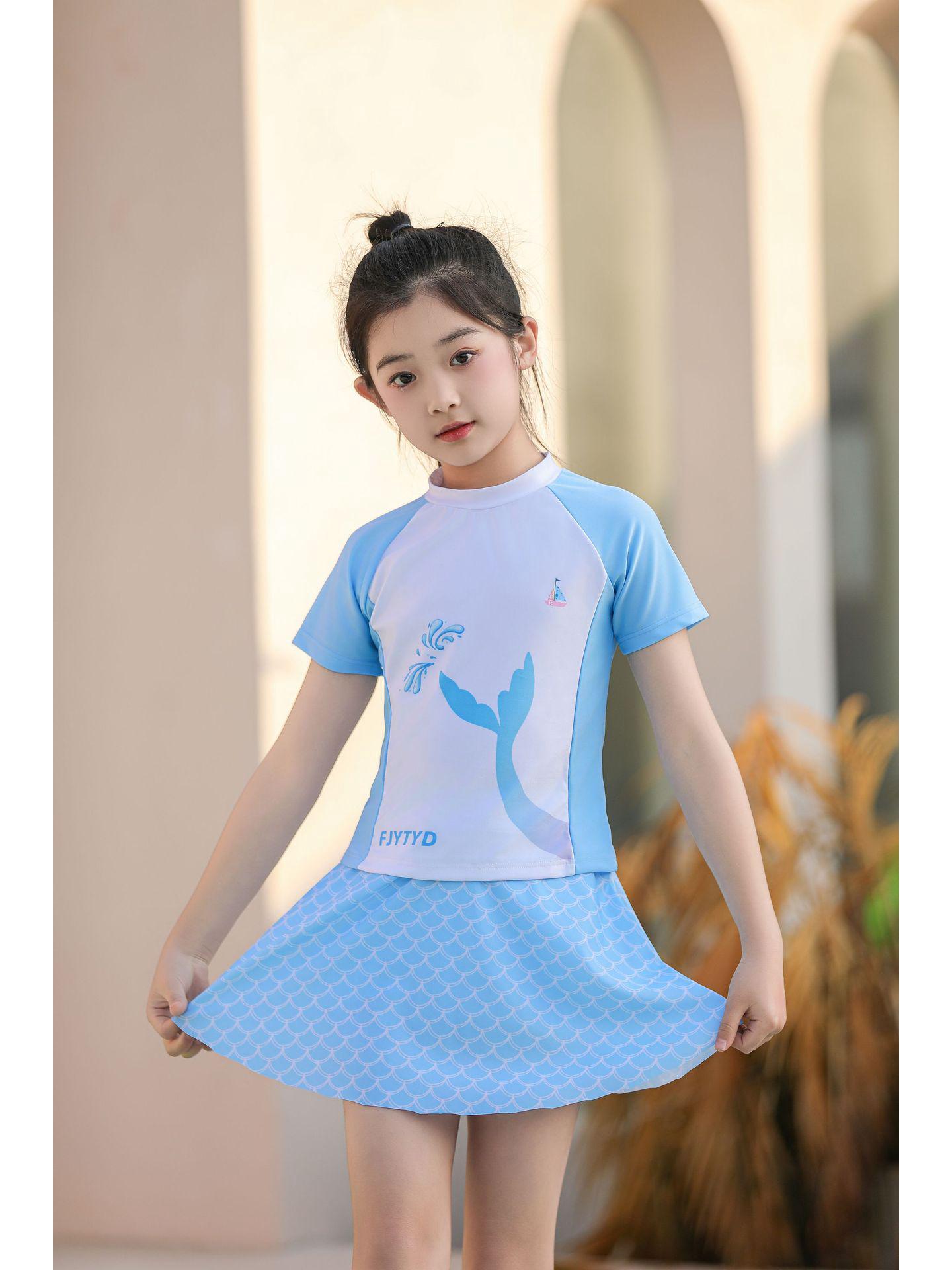 

Спортивный купальник в стиле принцессы для девочек, возраст 3-11 лет, от маленького до большого размера. L (Height 110-120 cm, Weight 50-60 jin)