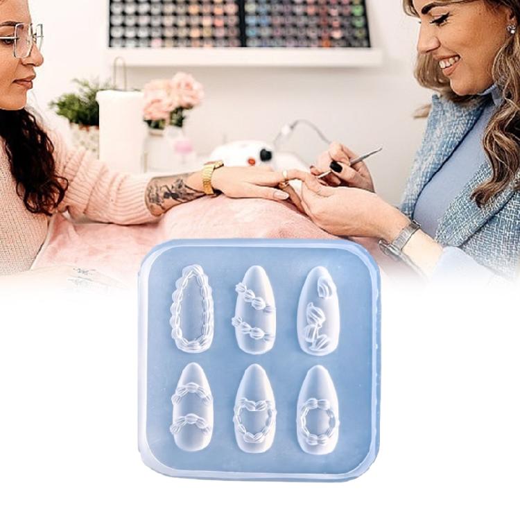Wiederverwendbare Silikon-Schablone für Nagelkunst Stempel für Nagelkunst Französische Spitze Randform Französische Spitze Silikon-Nagelwerkzeug