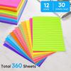 12 Pack Lined Sticky Notes in Bright Colors,Sticky Note Pads 4x6 inches,Sticky Notes with Lines, Self-Stick Note Pads, Large Rectangular Memo Pads