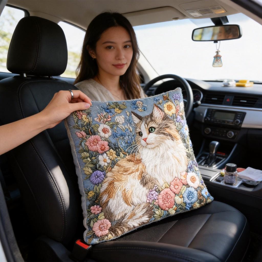 Animal Series Plush Cat Flower Pattern Pillow Cover For Living Room Decor