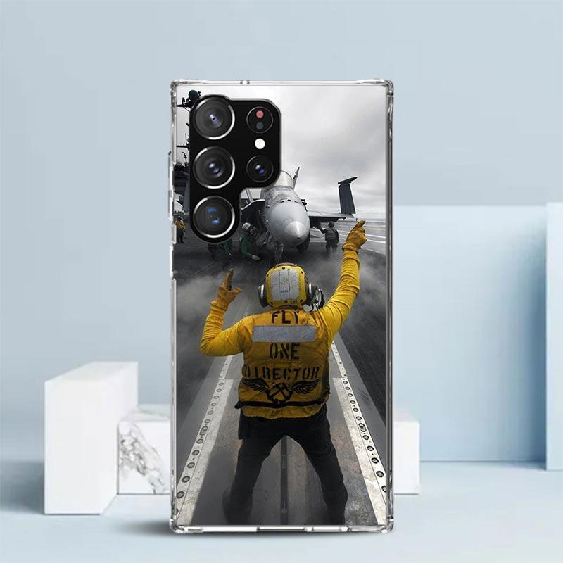Military Aircraft Warship Fighter Phone Case For Samsung Galaxy S24 S25 Edge S26 Ultra S22 S23 Plus S21 + S20 FE Soft TPU Back C