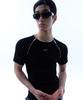 MORE THAN BLACK Logo Two Side Half Zip Up Knit