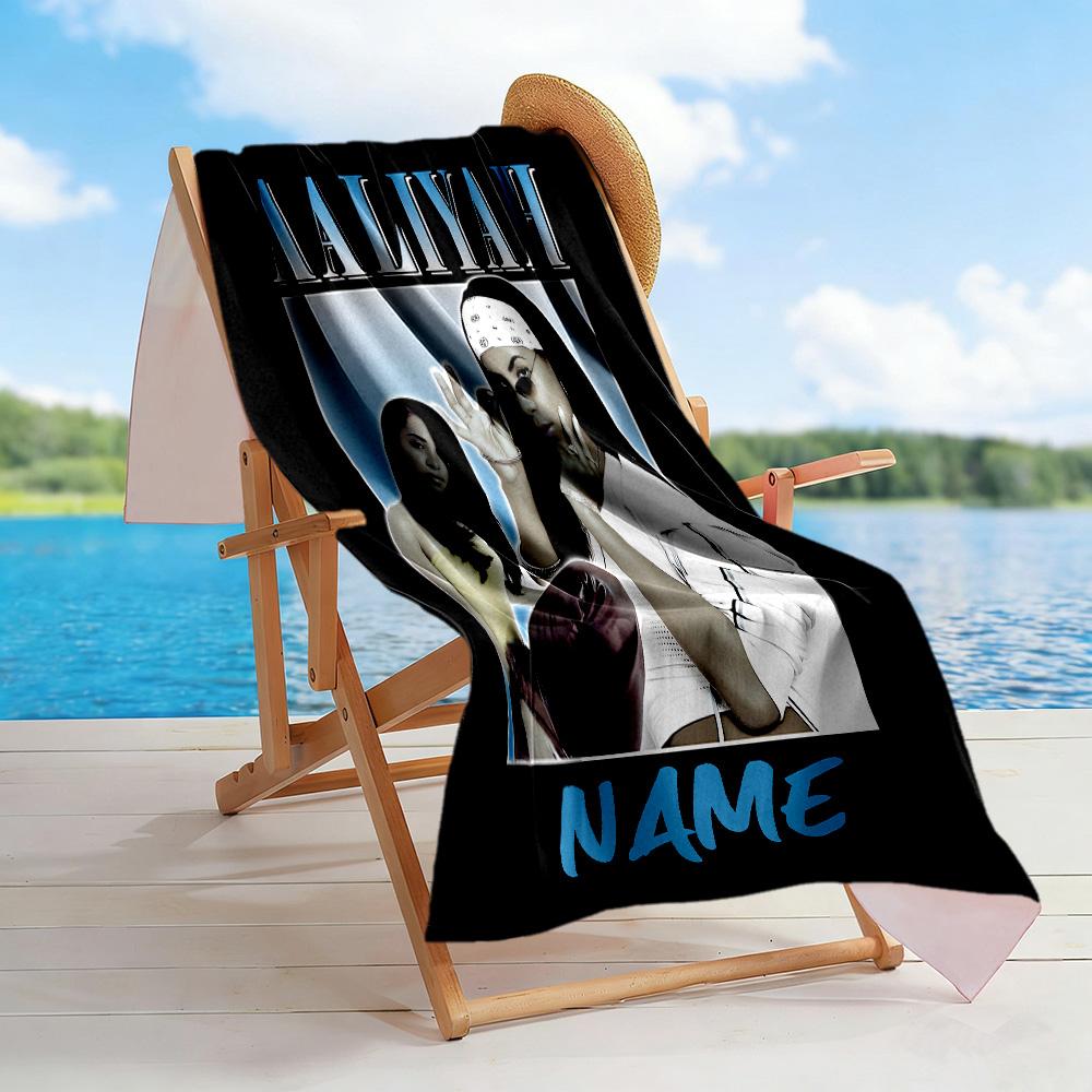 Aaliyah's Fashion Icon Customize Text Beach Towel Super Soft & Absorbent Portable for SwimmingBeachCamping Travel Beach AccessoriesGym