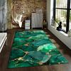 Green and Gold Marble Pattern Carpet, Modern Art Style Living Room Rug Suitable for use as an anti-slip for living room bedroom sofas