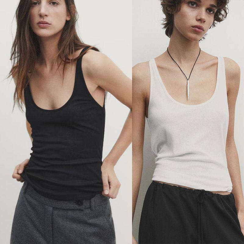 Women's Clothing Basic Style Inner Rib Pure Cotton U-Collar Semi-Transparent Tank Top Sleeveless T-shirt Women's Organic Cotton Xinjiang Long Velvet