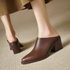 Fashion 2025 New Spring Summer Genuine Leather Mules High Heels Women Shoes Pointed Toe Women Pumps Fashion Shoes for Women Ladies Shoes