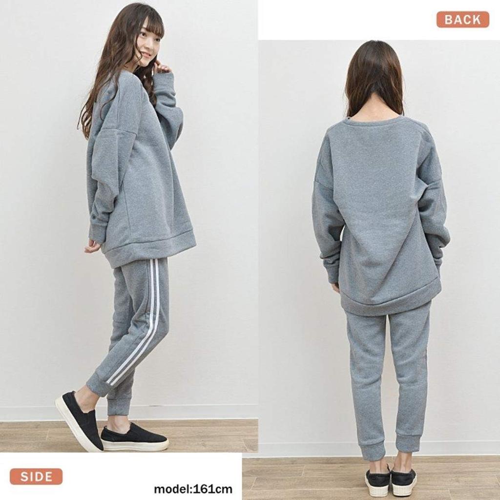 Aunii 8303 Loungewear Casual Cute and Relaxed Crew Round Solid Sizes Women's Fleece-Lined Set, Sweatshirt, Fall/Winter Jersey, Elegant, Fit, Neck,