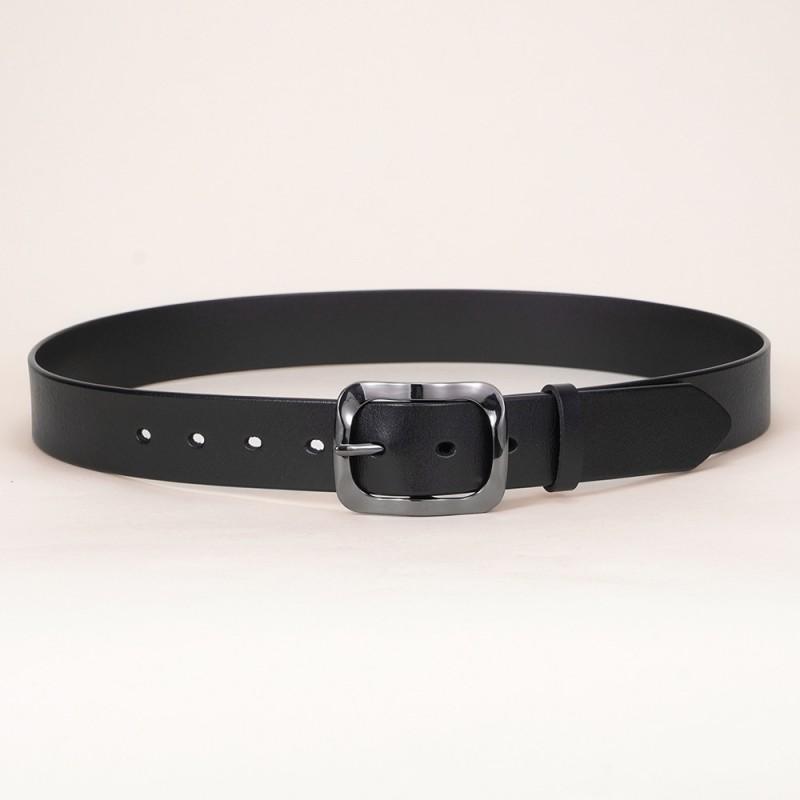 Womens Genuine Leather Belt With Pin Buckle Slim Fit Casual Vintage Waistband Jeans Trousers