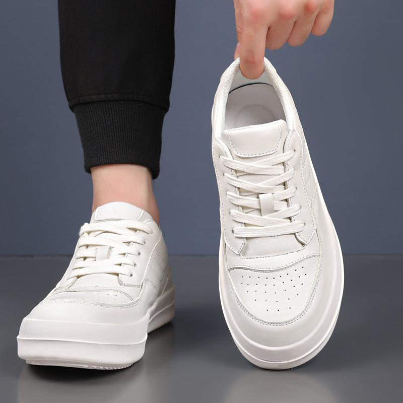 RO men's shoes first layer cowhide men's casual shoes leather breathable white shoes fashion versatile men's board shoes tide