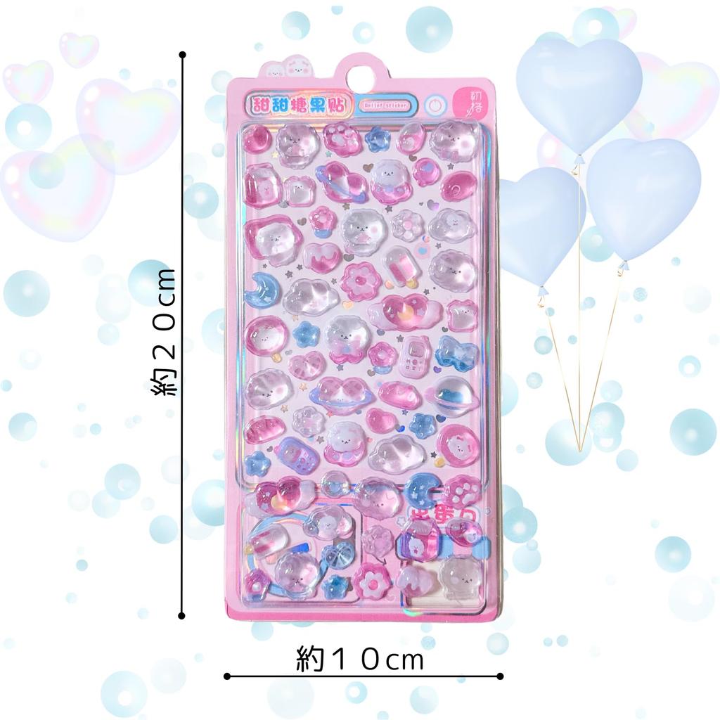 Puffy Soft and Water Decorative Cute Drop Shape K-Bom Stickers, Squishy, Stickers, Stickers, 3D, (Mixed Colors)