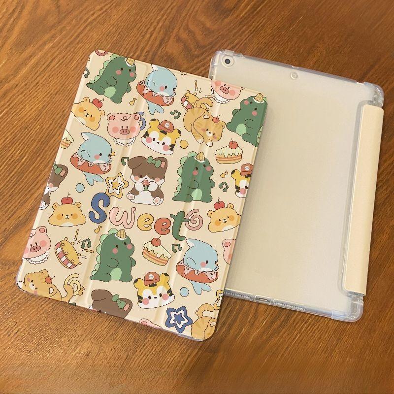 

Чехол для iPad Air6, милый забавный рисунок животных, чехол для iPad из ТПУ с тремя складками для gen9 gen8 gen7 10.2 2018/17 6th 5th 9.7 с держателем для карандашей ipadPro2021 (12.9)