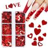 6 Grades Mistas Lantejoulas de Arte de Unhas para Dia dos Namorados Vermelho Brilhante Coração de Amor Glitter Flocos Suprimentos para Unhas para Profissionais Acessórios