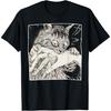 JVDRRY Funny Cat Graphic Tee Japanese Anime Cat Bite Vintage Cats T-Shirt