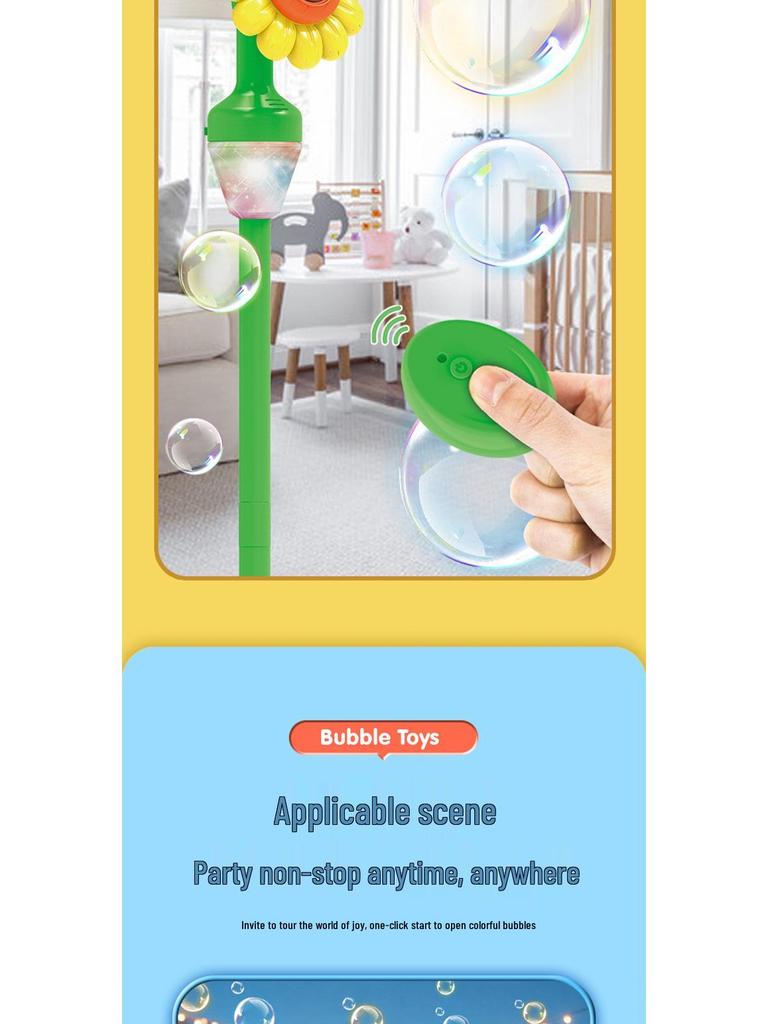 Sunflower Bubble Blaster: Remote Control Sound & Light Toy for Weddings, Birthdays, Camping, Outdoor Events