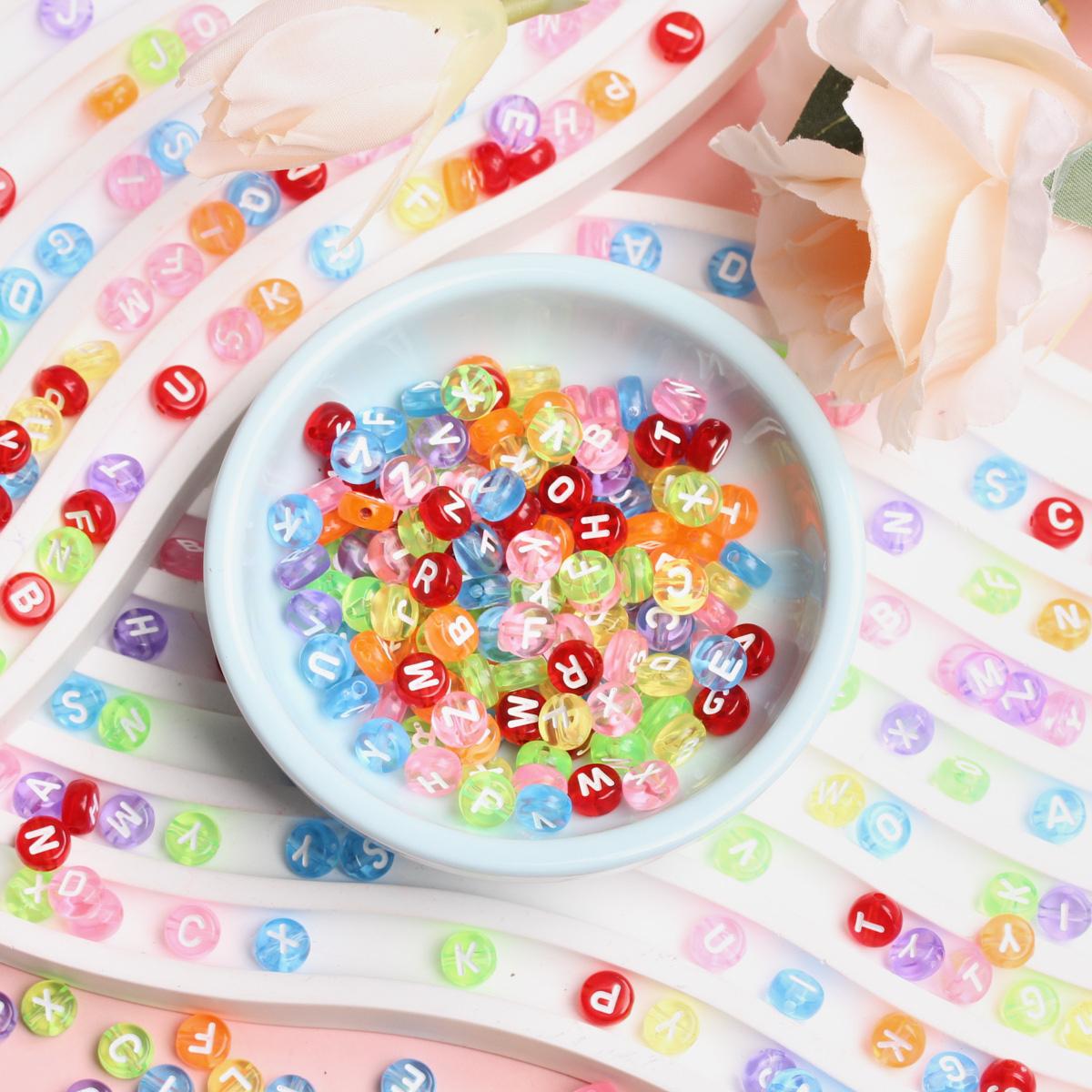 

Для изготовления ювелирных изделий DIY ремесла прозрачный кулон с буквами 500 шт. 7 мм свободные бусины ожерелье браслет домашний