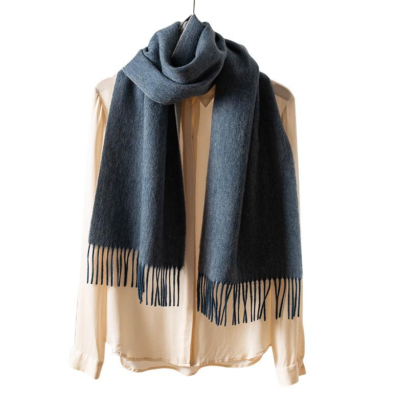 Scarf Autumn and Winter Atmosphere Wool Solid Color Double Sided Scarf Shawl High End Commuting Warm Scarf