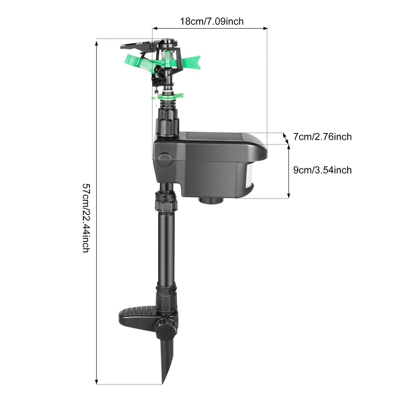 Motion Activated Sprinkler | Bird Repellent Heron Repellent Cat Repellent | Solar Power Motion Sensor 10m Range Animal Deterrent чёрный