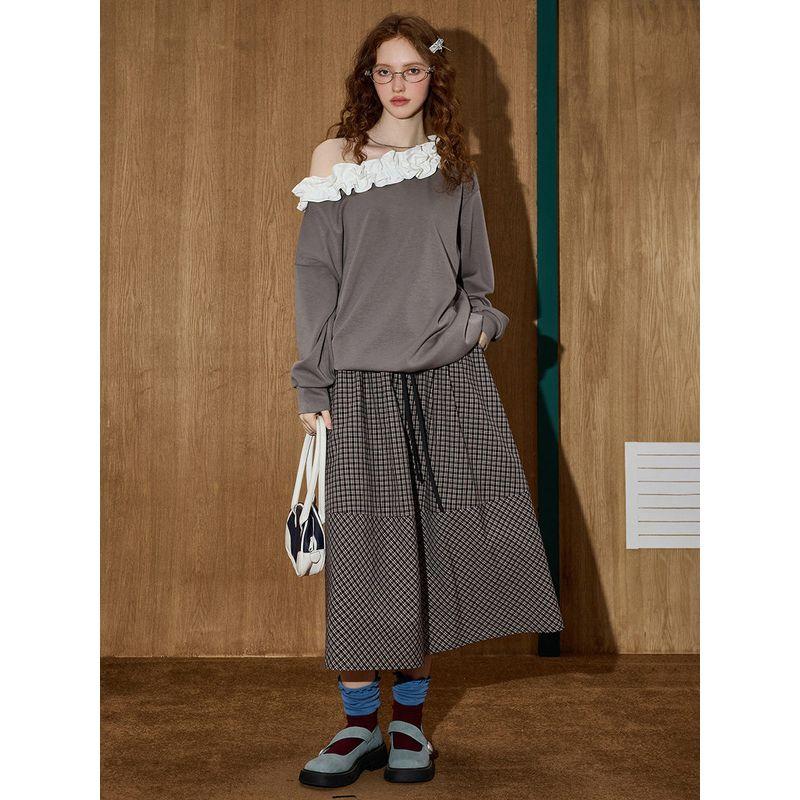 Coolhut Versatile and Elegant Casual Lazy Style Design Lace Off-Shoulder Women's Sweatshirt