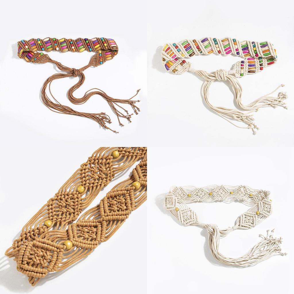 Bohemian Vintage Waist Belt With Handcrafted Beadwork For Retro Resort Outfits Women