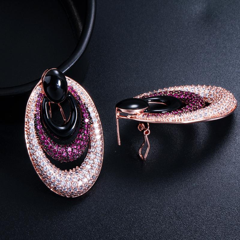 CMM Luxury Tiny Cubic Zirconia Black Rose Gold ColorDrop Earrings