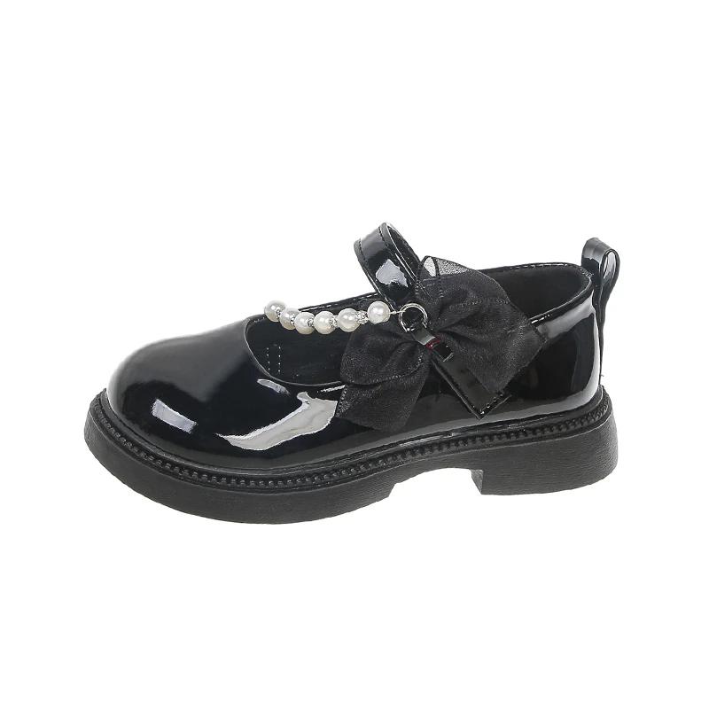 New Girls Party Dresses Mary Jane Shoes Sweet Bowknot Children's Leather Shoes Elegant Kids Fashion Causal Shoes Wine Red Trend
