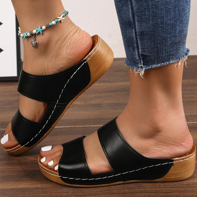 Women's Sandals Casual Summer Sandals With Heels Shoes Women Low Platform Sandals Indoor Outdoor Slippers Heeled Summer Footwear