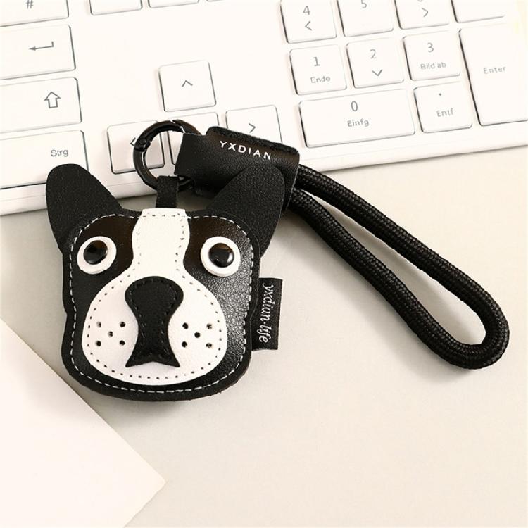 Fashionable Bulldog Leather Soft Practical Keyring Bag Pendant Cartoon Animal Key Holder Stylish Gift for Dog Lover