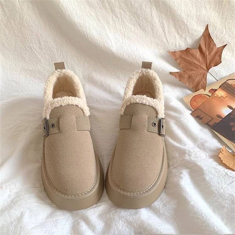 Non-slip heightened thick-soled snow boots women's winter piled and thickened new one-pedal thermal cotton shoes