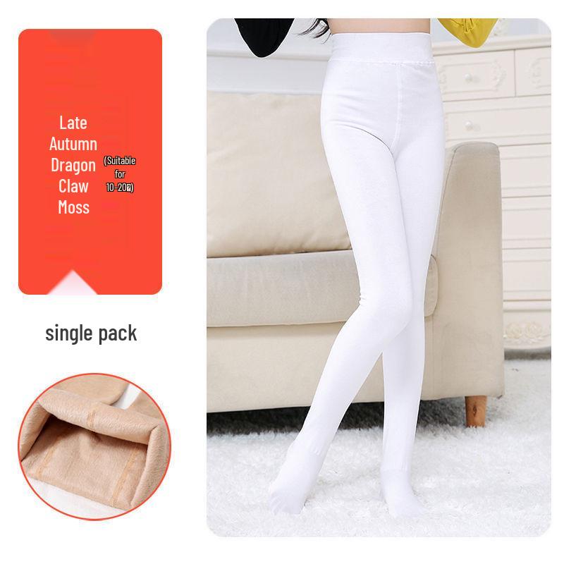 

Девичьи осенне-зимние танцевальные леггинсы с бархатной подкладкой - телесного цвета, плотные, белые колготки. M [90-100 cm]