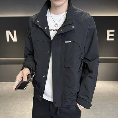 The Same Spring New Jacket Men'S Stand-Up Collar Tooling Military Fashion Coat Handsome Trend Casual Versatile Spring And Autumn