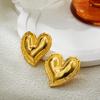 Vintage Golden Love Heart Charm Earrings For Women  Elegant Daily Party Jewelry Gift