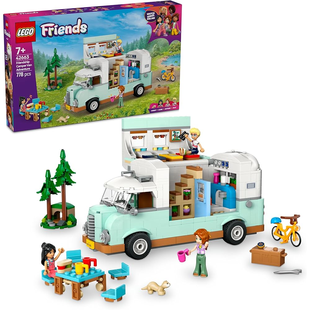 LEGO Friends Exciting Camper Toy Set for Kids 7-9 Years Old Building Blocks Vehicle 42663