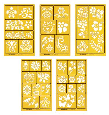 5 elementów wielokolorowych szablonów do rysowania wzorów kwiatowych do scrapbookingu, projektowania rzemiosła DIY