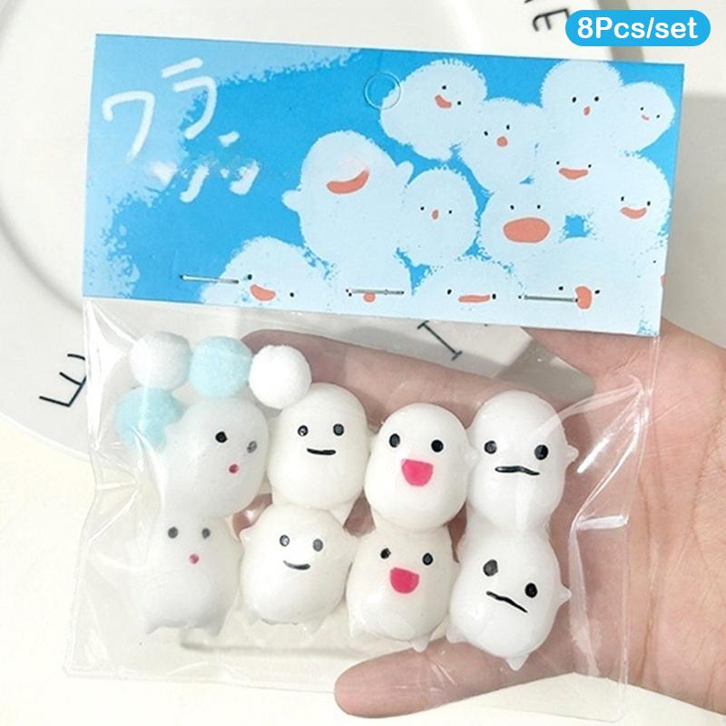 Squishy Toy 1/8Pcs Little Ghost Mochi Soft Rubber Toy Specter Pinching Slow Rebound Decompression Vent Toy Stress Release Gift