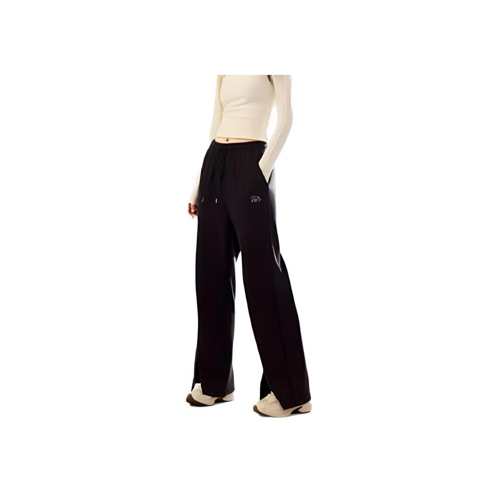 Anta Comfortable Solid Color Lace-Up Casual Pants Women bottoms Black 962448303-2
