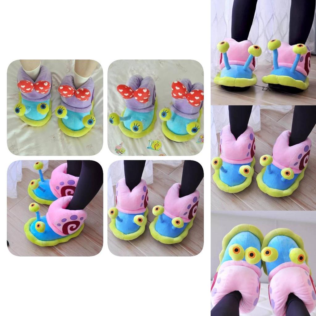 Adorable Spongebob Snail Home Slippers Warm Non-slip Cotton Boots For Winter